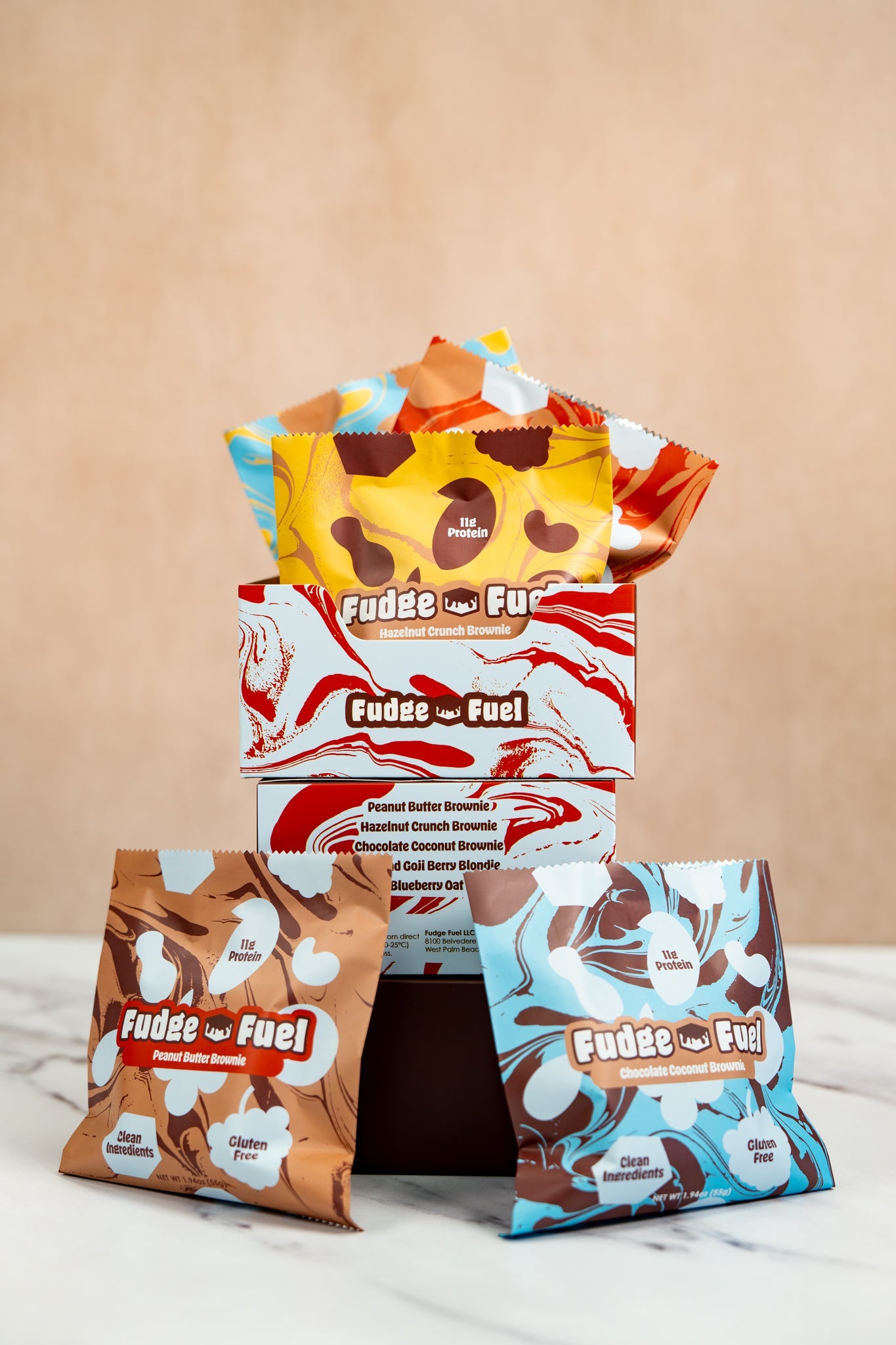 Fudge Fuel variety box and wrapped bars